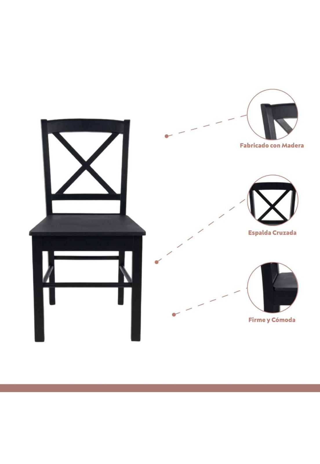 Pack de 2 Sillas de Madera Simply Negra-2