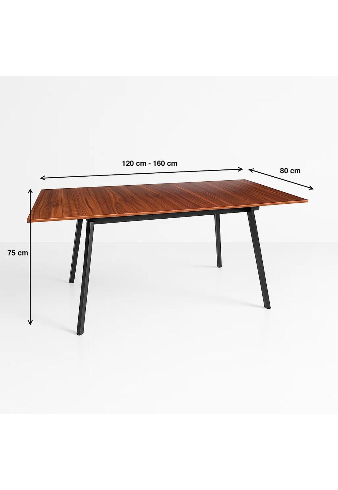 Mesa extensible 120 a 160 cm, ancho 80cm Madera Oscura Walnut-3