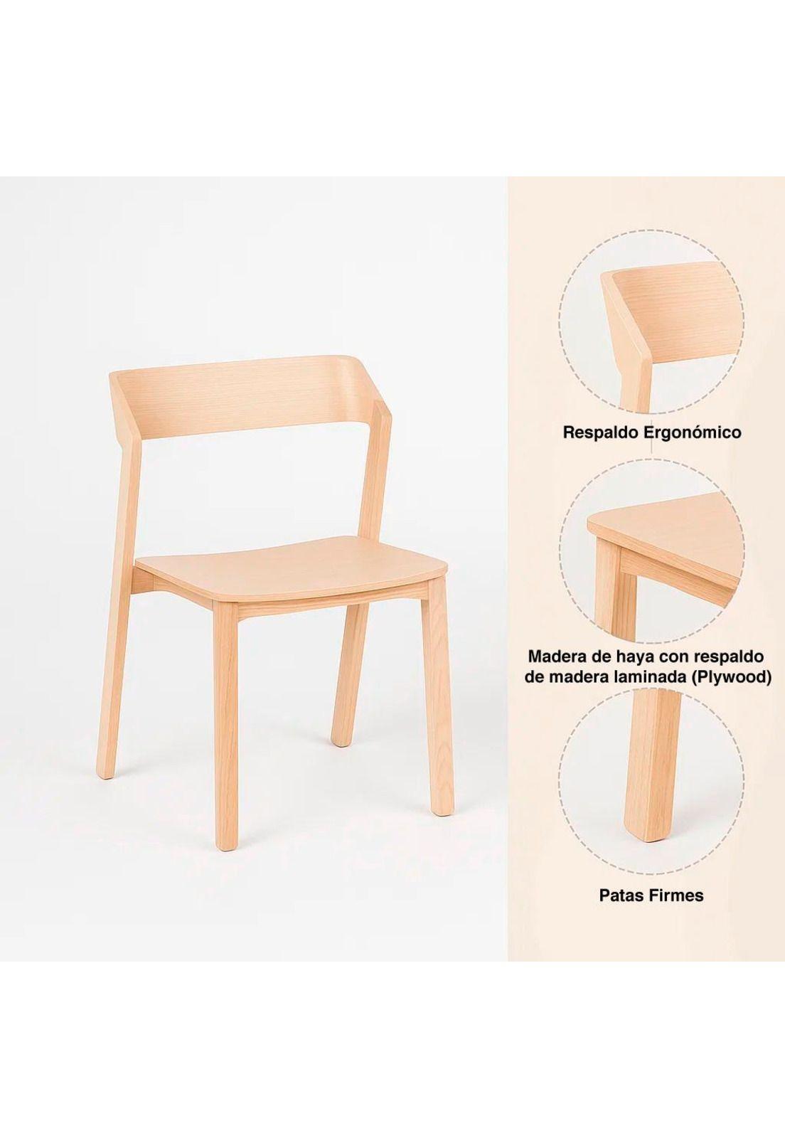 Pack de 2 Sillas de Comedor Madera Rover Viena Natural-4