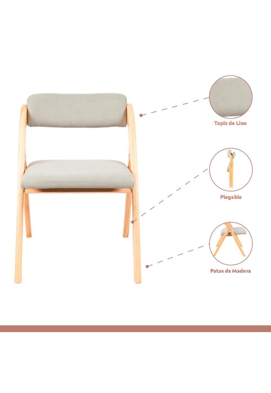 Pack de 2 Sillas Betlahem de madera plegable acolchada - Gris-2
