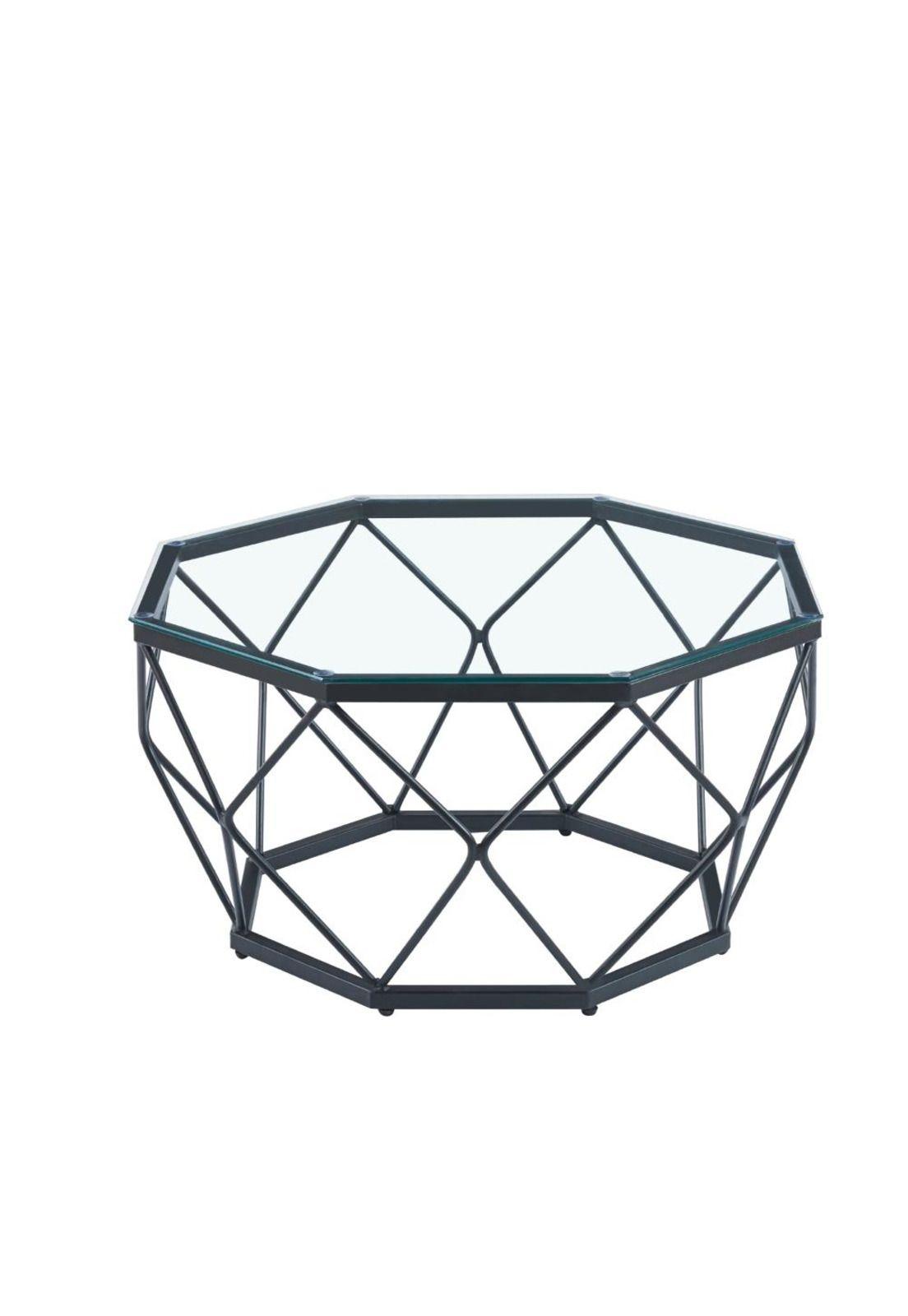 Mesa de centro enrejada 80 cm - Vidrio-0