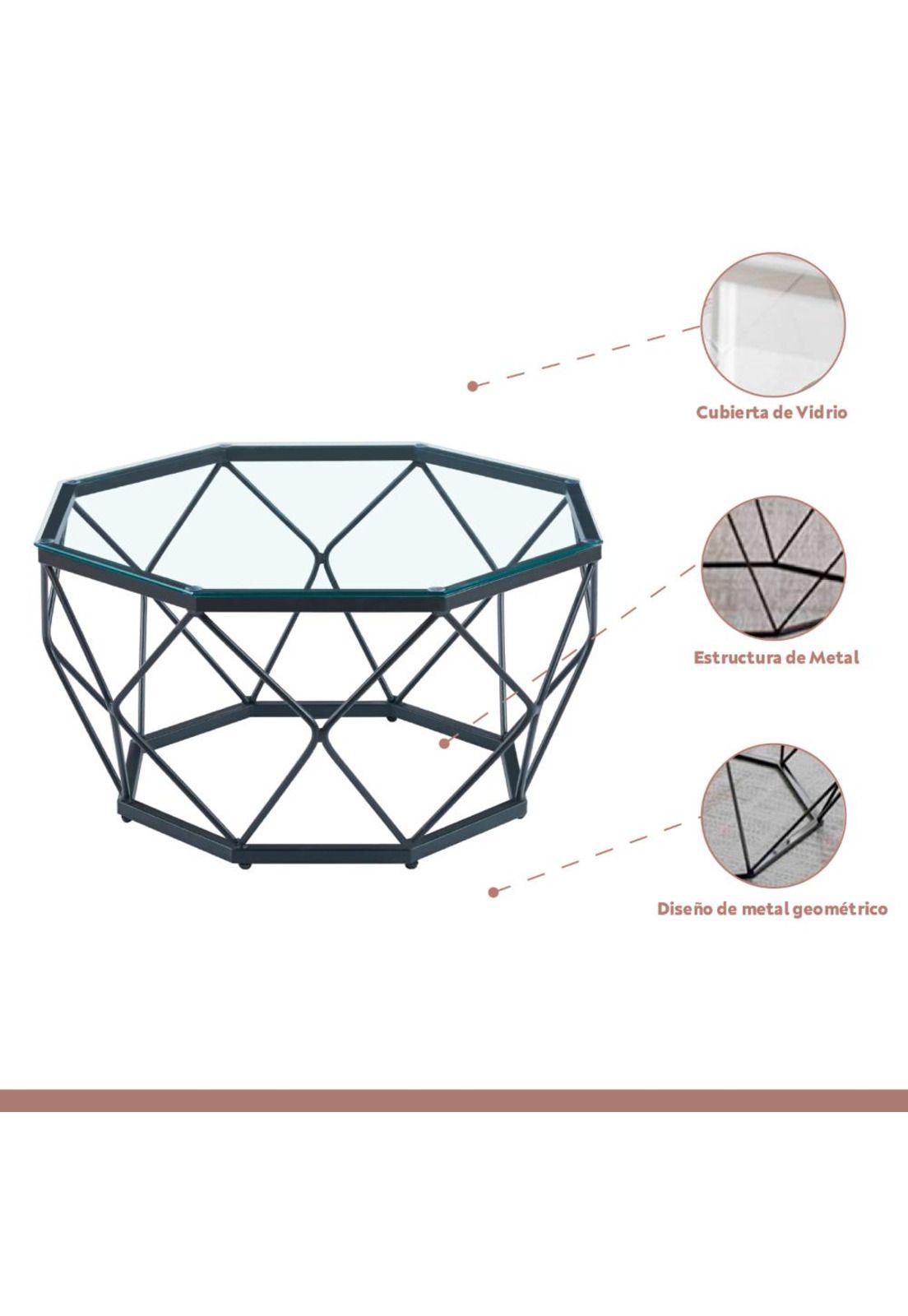 Mesa de centro enrejada 80 cm - Vidrio-2