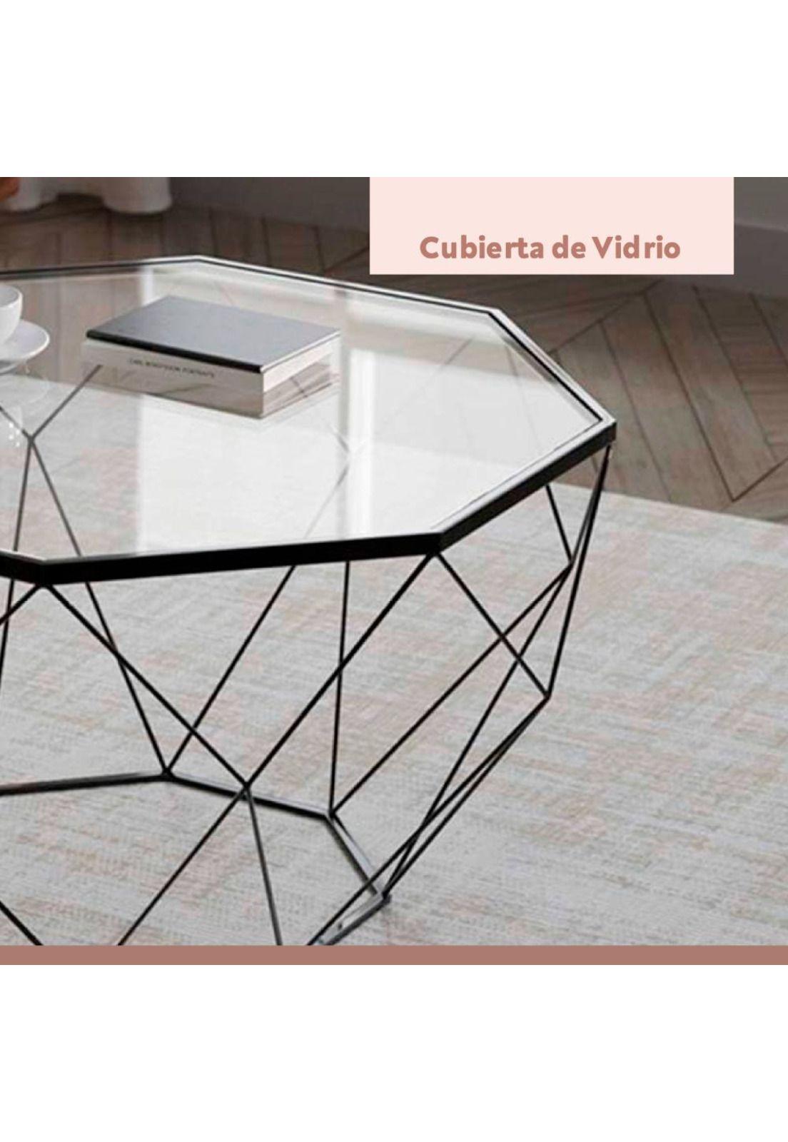 Mesa de centro enrejada 80 cm - Vidrio-4