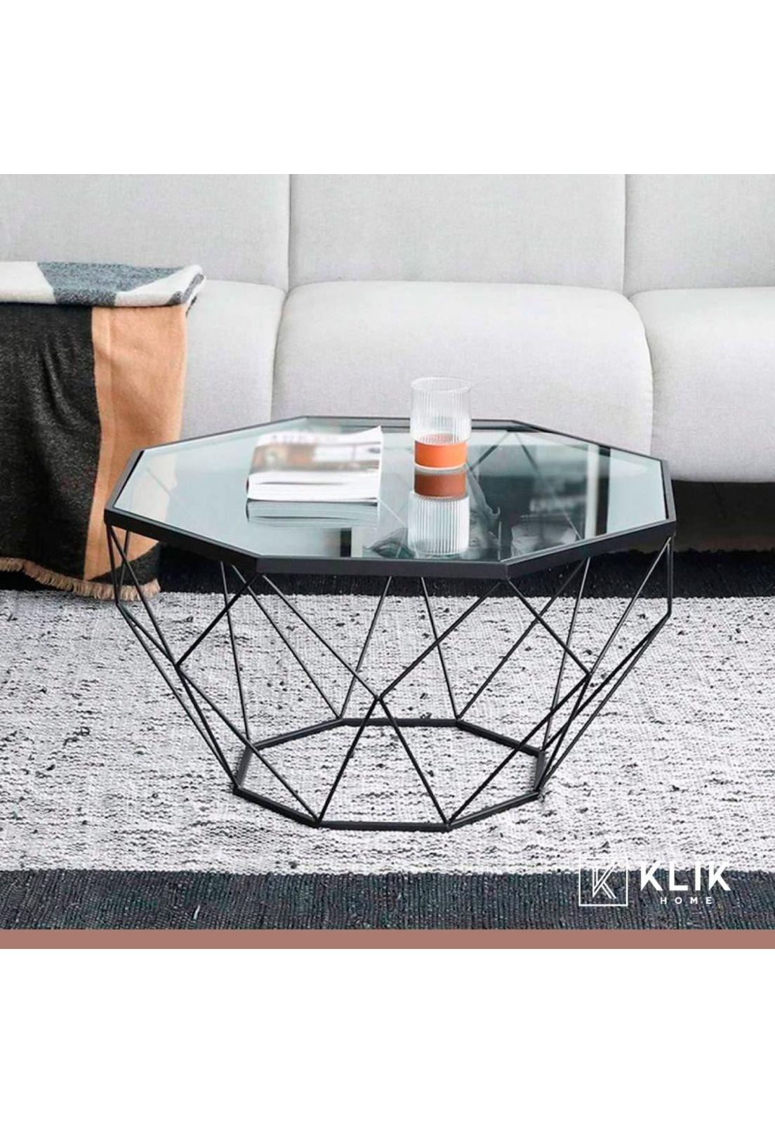 Mesa de centro enrejada 80 cm - Vidrio-7