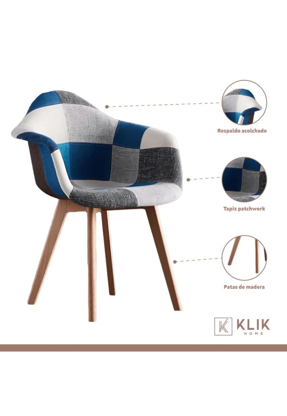 Butaca Sitial Patchwork Acolchado Wood - Celeste-2
