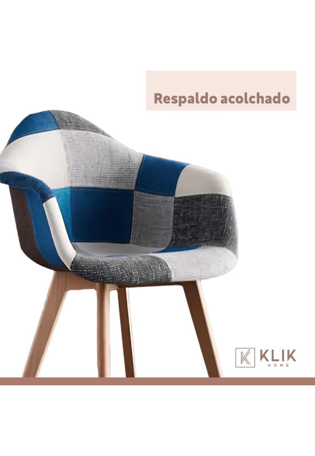 Butaca Sitial Patchwork Acolchado Wood - Celeste-4