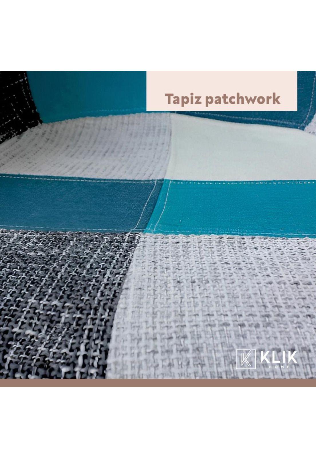 Butaca Sitial Patchwork Acolchado Wood - Celeste-5