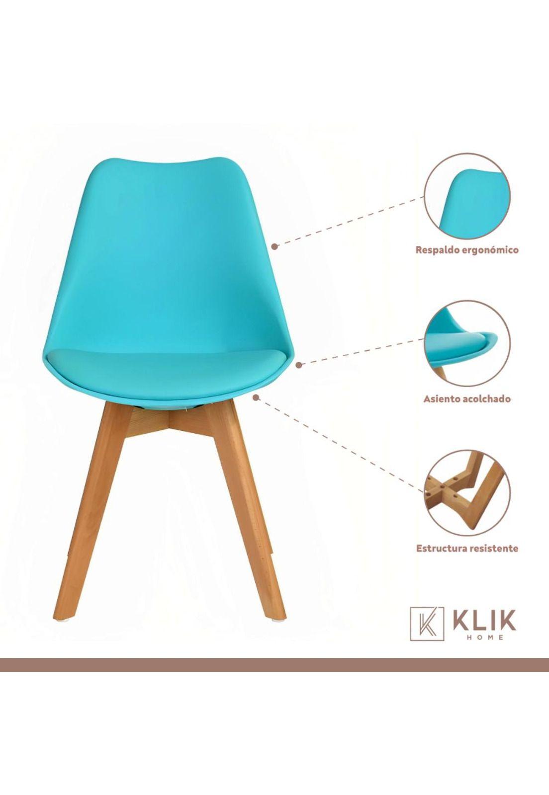 Pack de 4 Sillas Tulip Turquesa-3