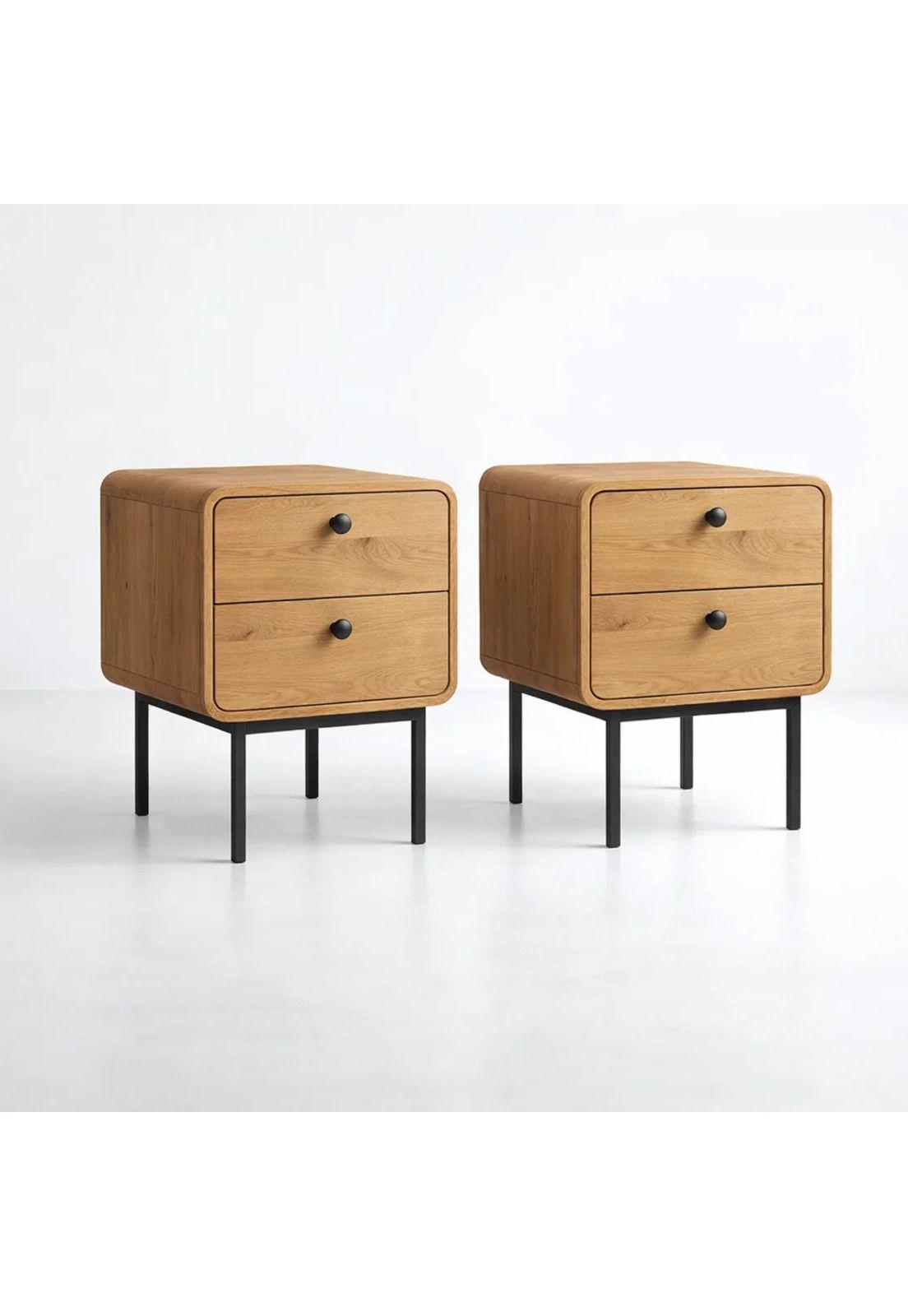 Pack de 2 Veladores KETIK 40x50 - Madera clara-0