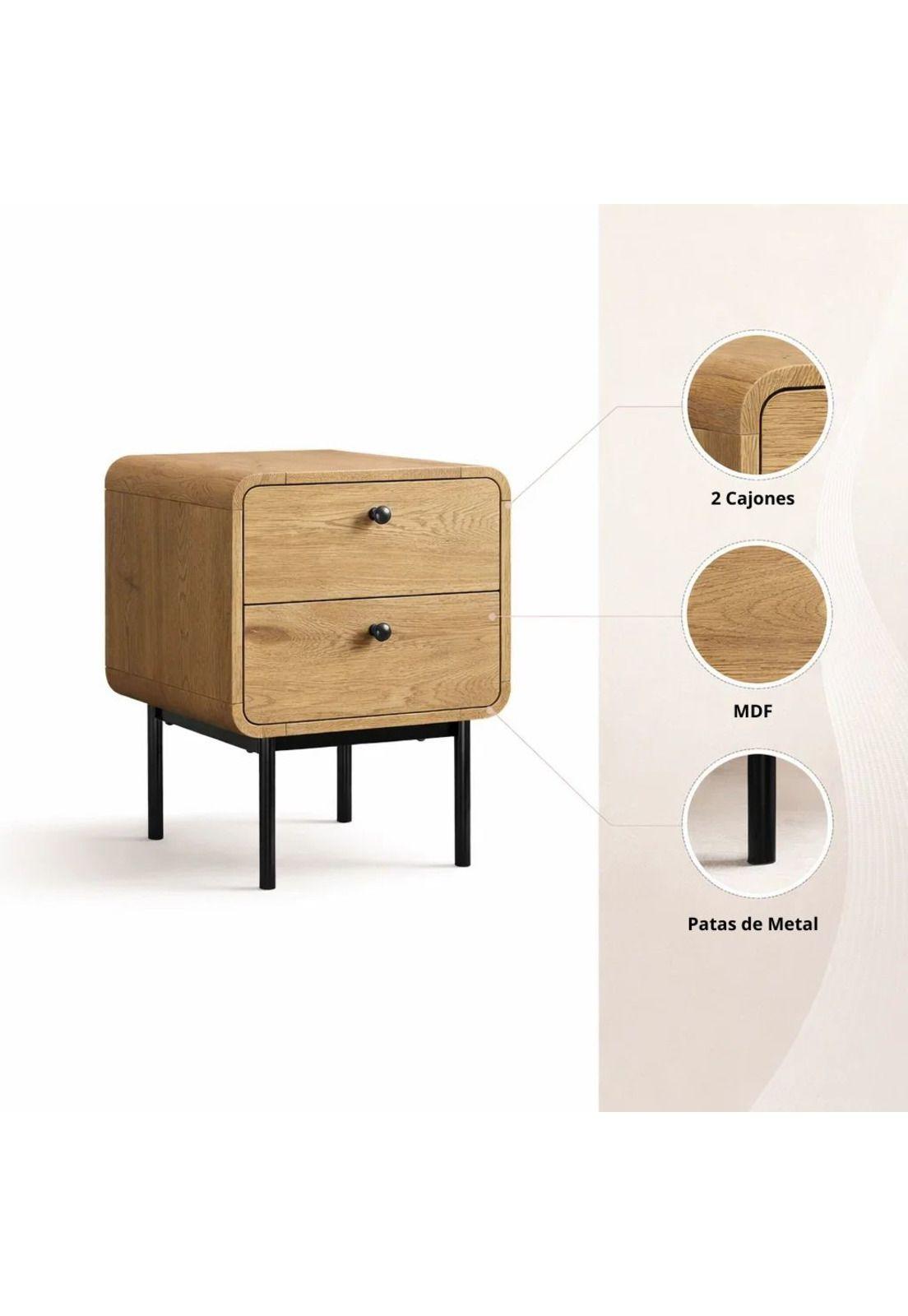 Pack de 2 Veladores KETIK 40x50 - Madera clara-4