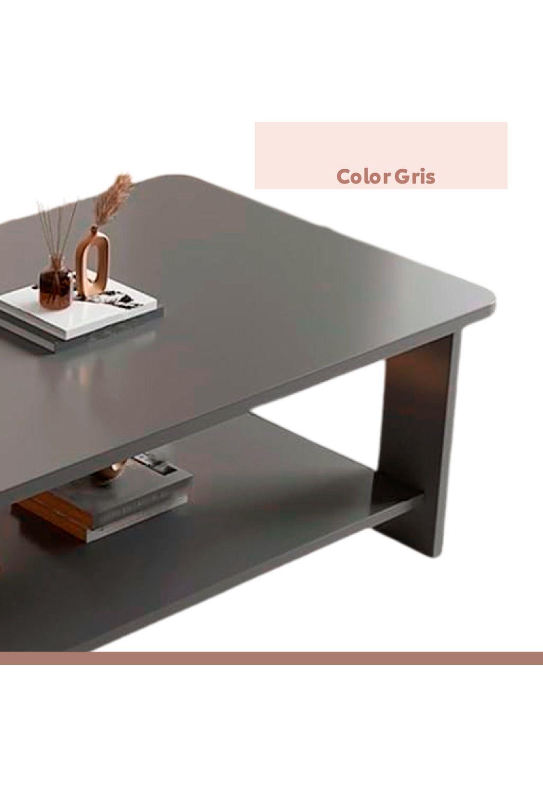 Mesa de Centro Gris 100x50 - Diseño Moderno en MDF-5