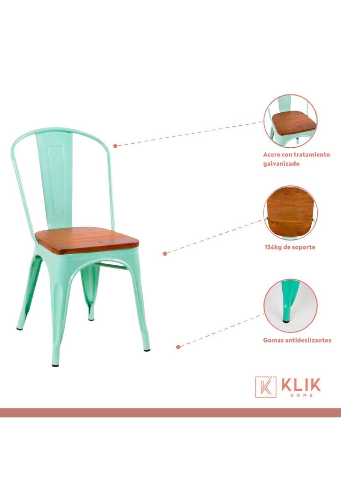 Pack de 4 Sillas Tolix con asiento de Madera Oscura Walnut --2