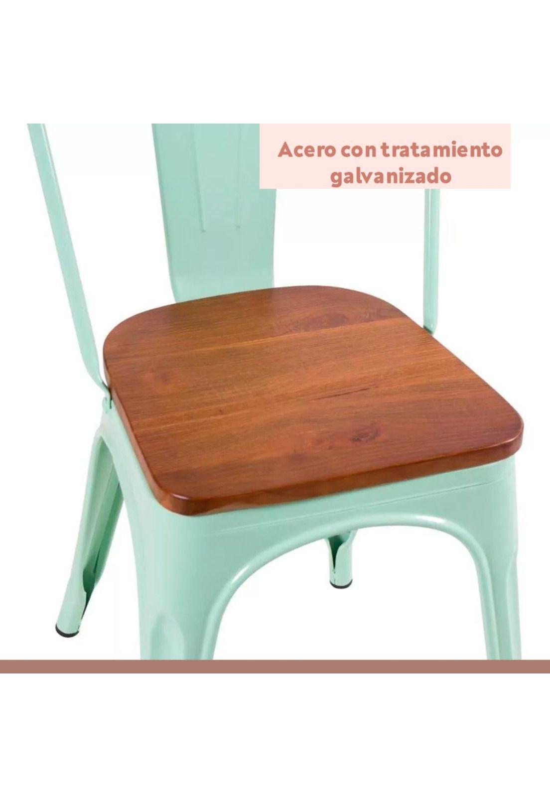 Pack de 4 Sillas Tolix con asiento de Madera Oscura Walnut --4