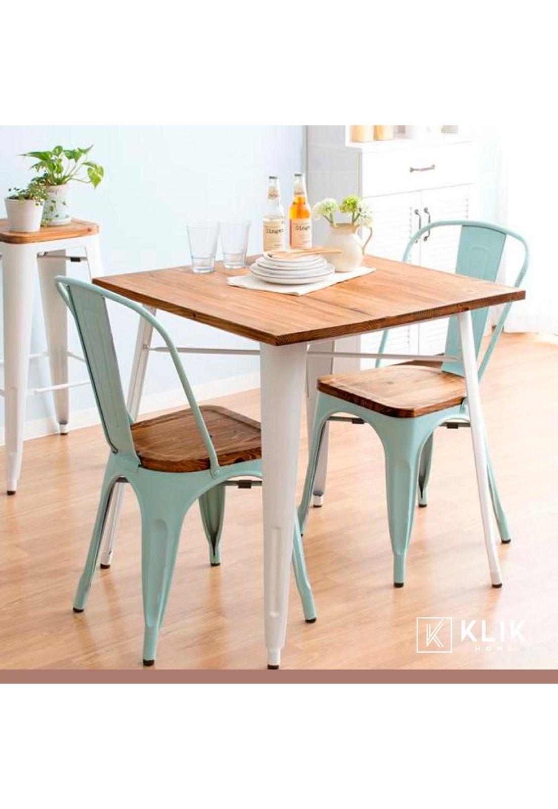 Pack de 4 Sillas Tolix con asiento de Madera Oscura Walnut --7
