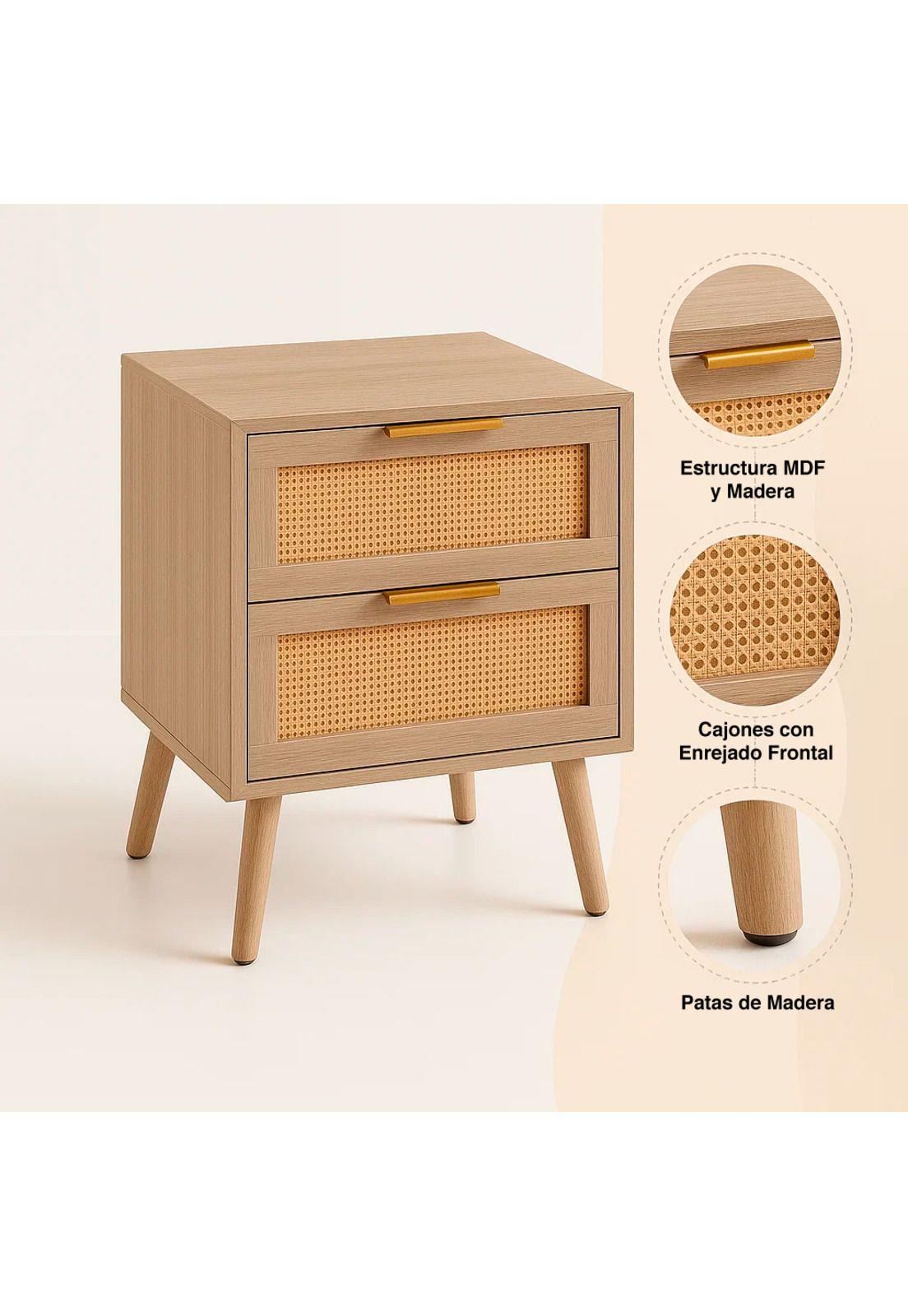 Pack de 2 Veladores Eames Mesh Doble 40x55 - Madera Oscura Walnut-4