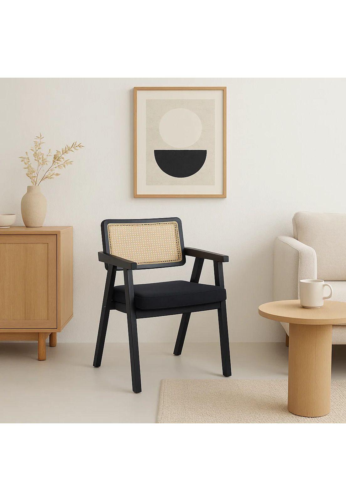 Sitial Acolchado Chandigarh Butaca Rattan - Negro-2