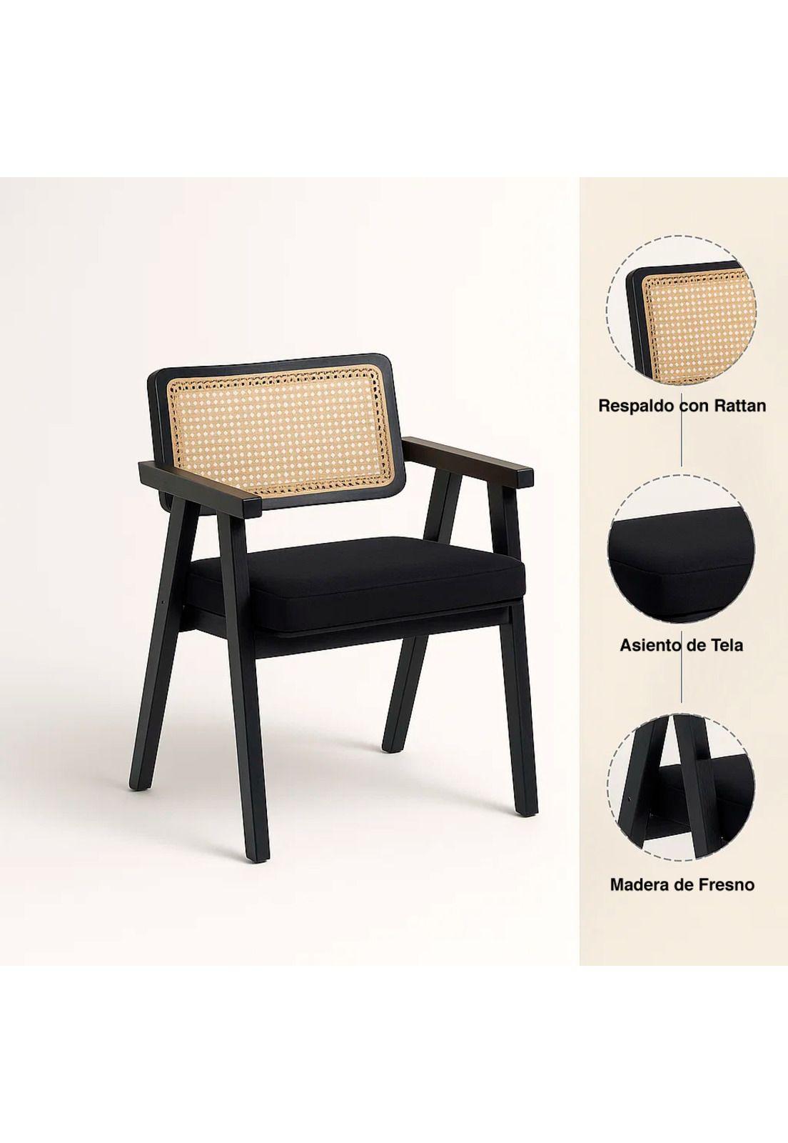 Sitial Acolchado Chandigarh Butaca Rattan - Negro-4