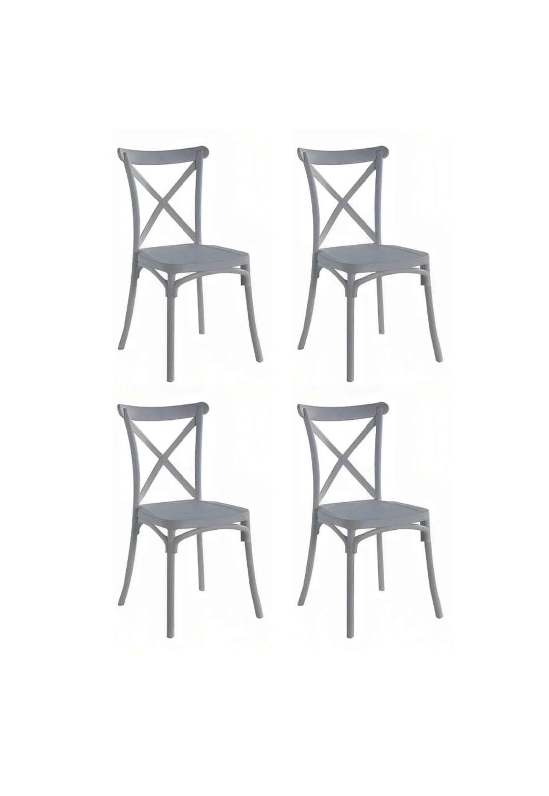 Pack 4 Sillas de Terraza o Comedor Crossback Danubio - Gris-0