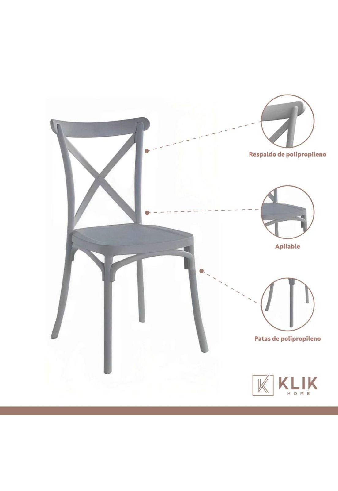 Pack 4 Sillas de Terraza o Comedor Crossback Danubio - Gris-2