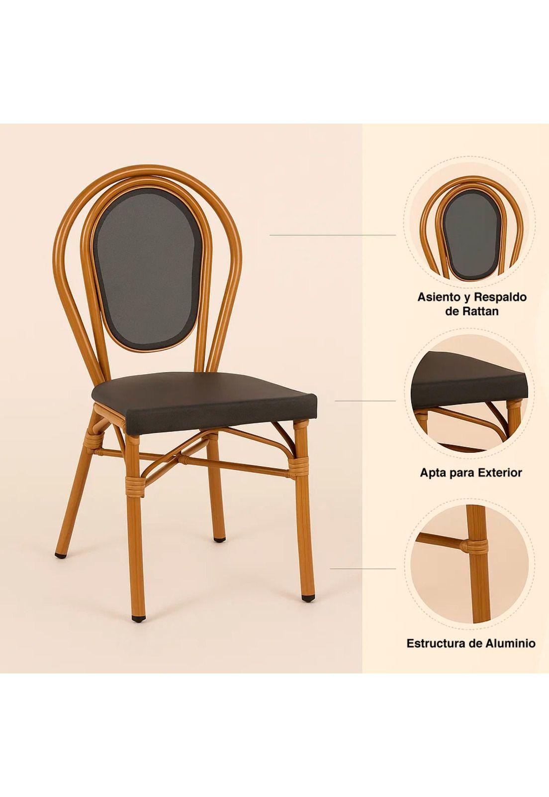 Silla Provence Parisina Rattan - Gris Oscuro-3