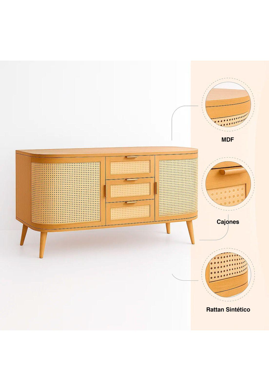 Rack de TV Siena Rattan - Natural-4