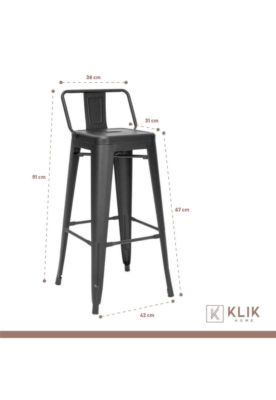 Taburete Tolix Acero con Respaldo para Bar o Terraza - Negro-3