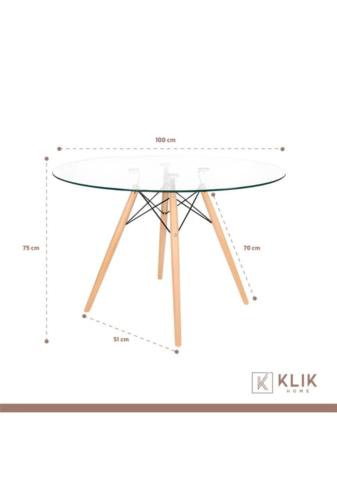 Comedor Mesa Eames Vidrio 100cm + 4 Sillas Eames Negras-4