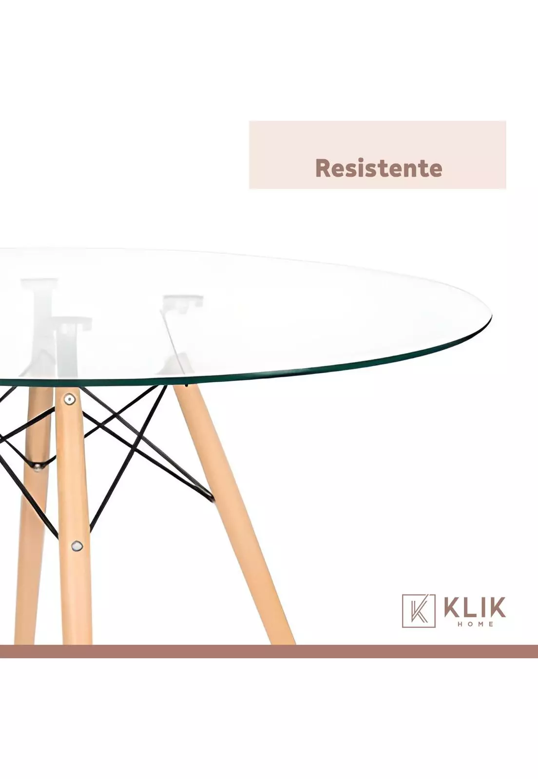 Comedor Mesa Eames Vidrio 100cm + 4 Sillas Eames Negras-6