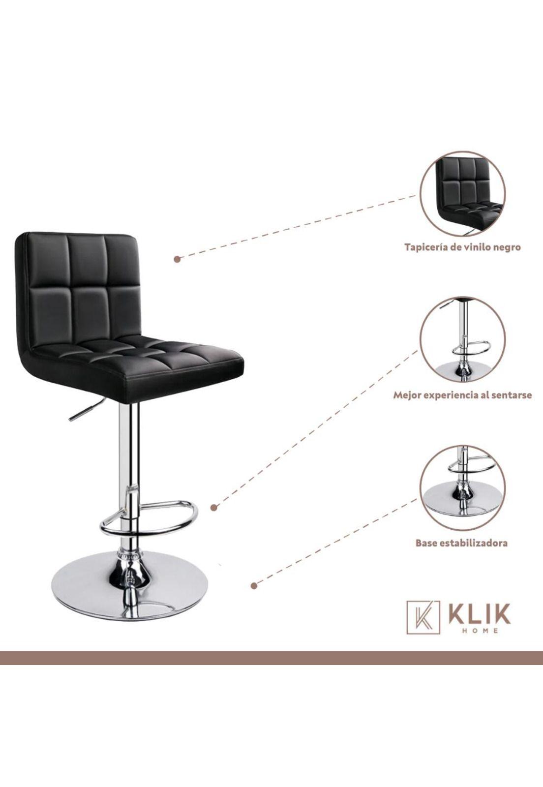 Taburete Ajustable Completo con Respaldo - Negro-2