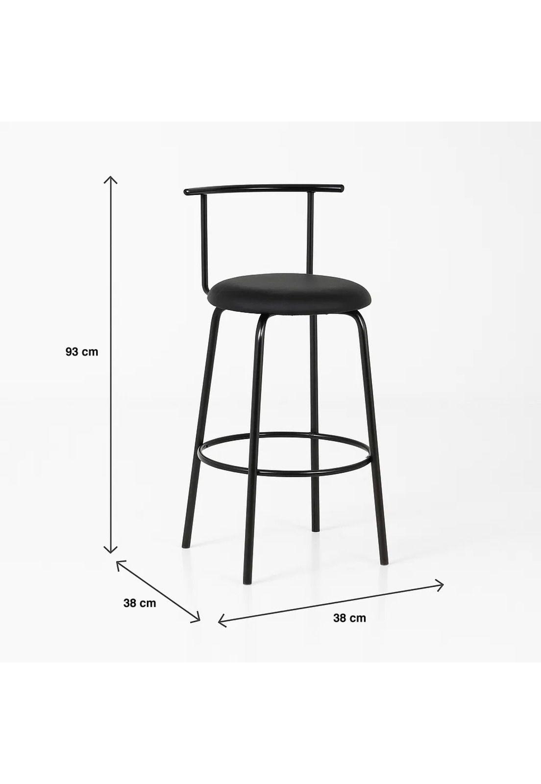 Pack de 2 Taburetes Altos Oslo Metal y Cuero Sintético - Negro-3