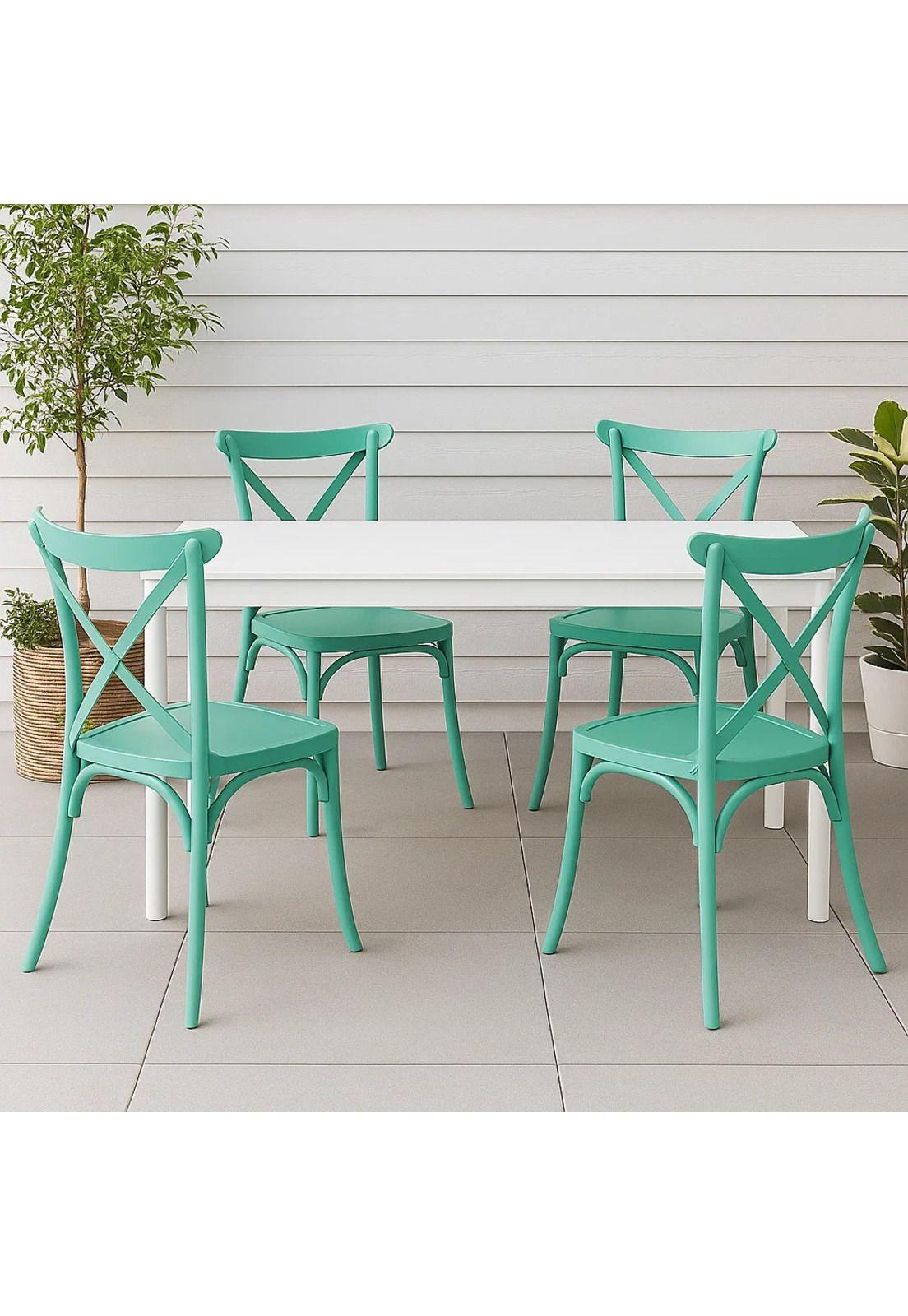 Pack 4 Sillas de Terraza o Comedor Crossback Danubio - Menta-2