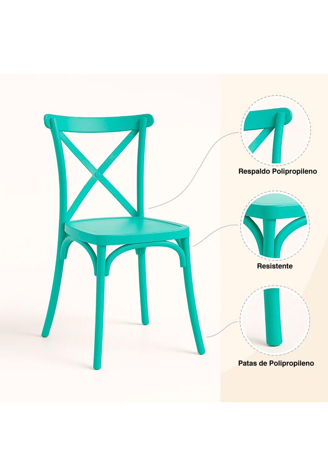 Pack 4 Sillas de Terraza o Comedor Crossback Danubio - Menta-4