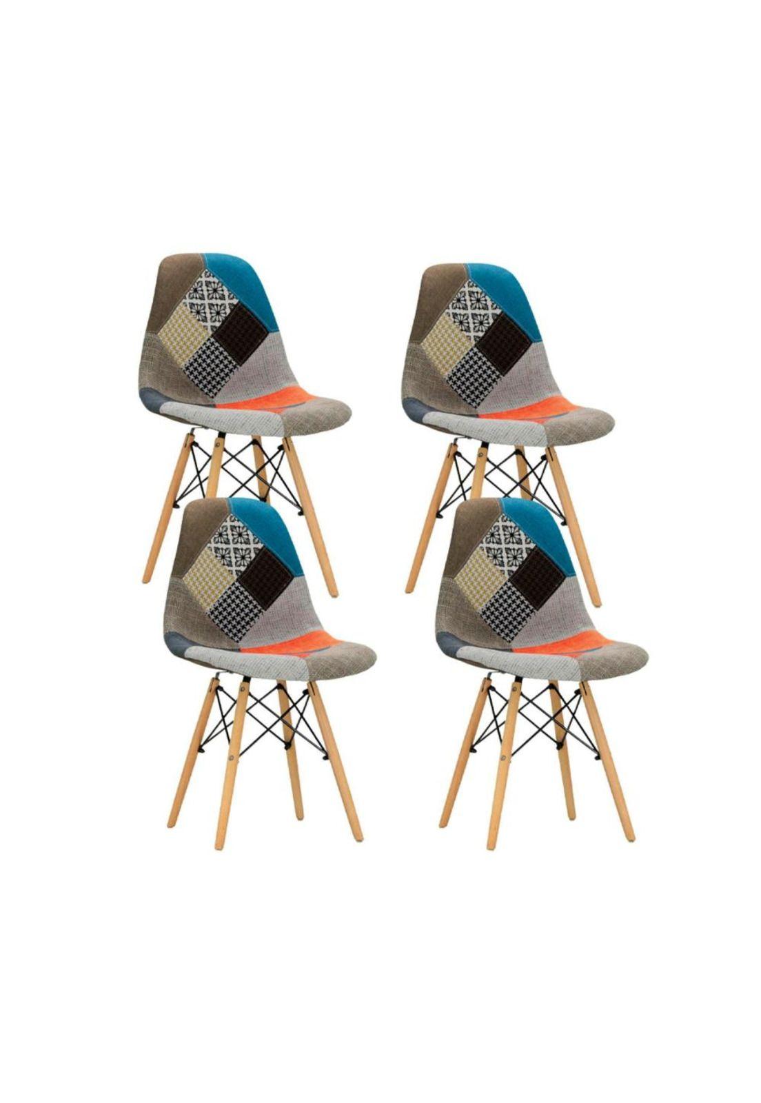 Pack de 4 Sillas Eames Patchwork Acolchada Tradicionales-0