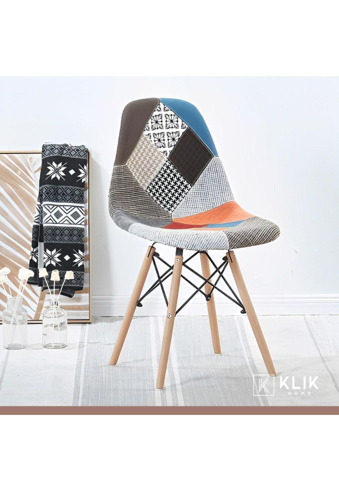 Pack de 4 Sillas Eames Patchwork Acolchada Tradicionales-1