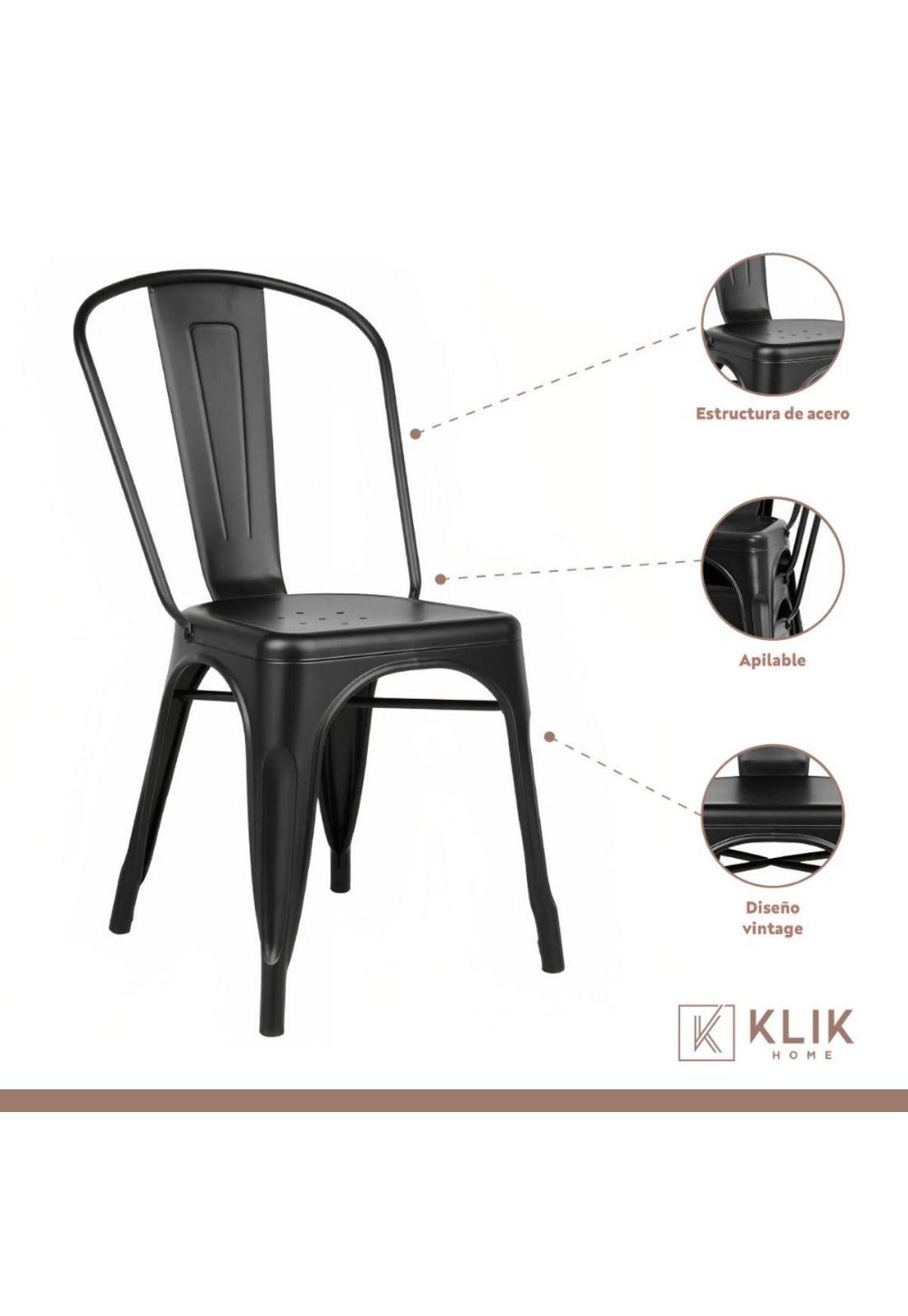 Comedor Mesa Tolix 80x80cm + 4 sillas Tolix Negras-3