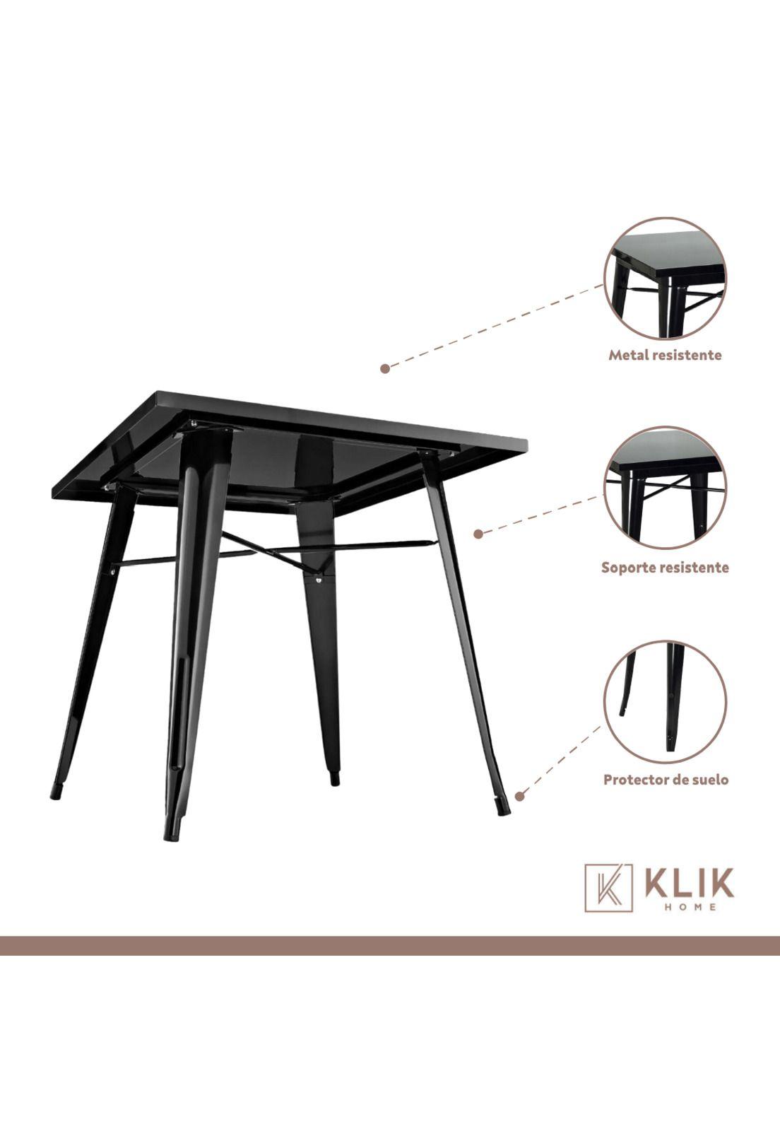 Comedor Mesa Tolix 80x80cm + 4 sillas Tolix Negras-2