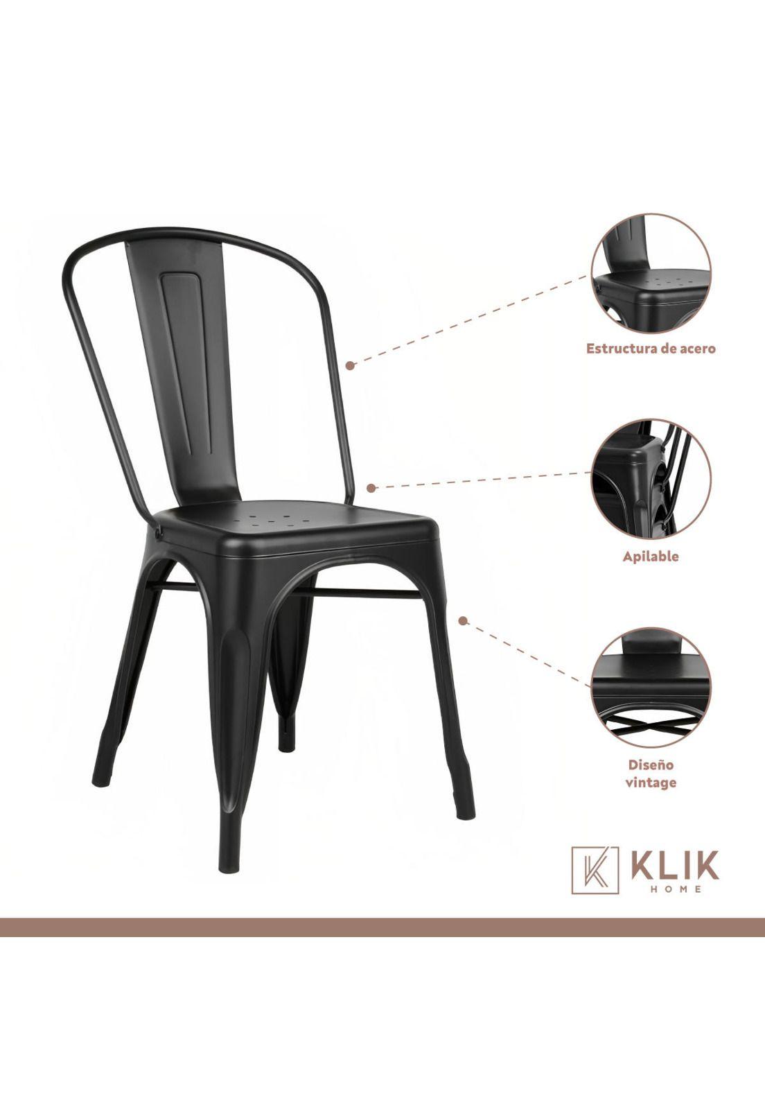 Comedor Mesa Tolix 80x80cm + 4 sillas Tolix Negras-3
