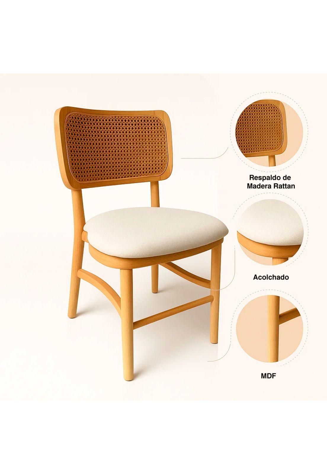 Pack de 2 Sillas de Estilo Natural con Respaldo Tejido y Asiento Acolchado-4