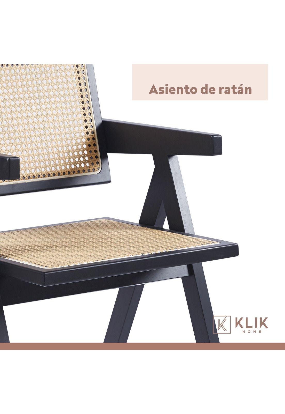 Comedor Rectangular de 120x80 Negra + 6 Butaca Chandigarh Madera Negra-6