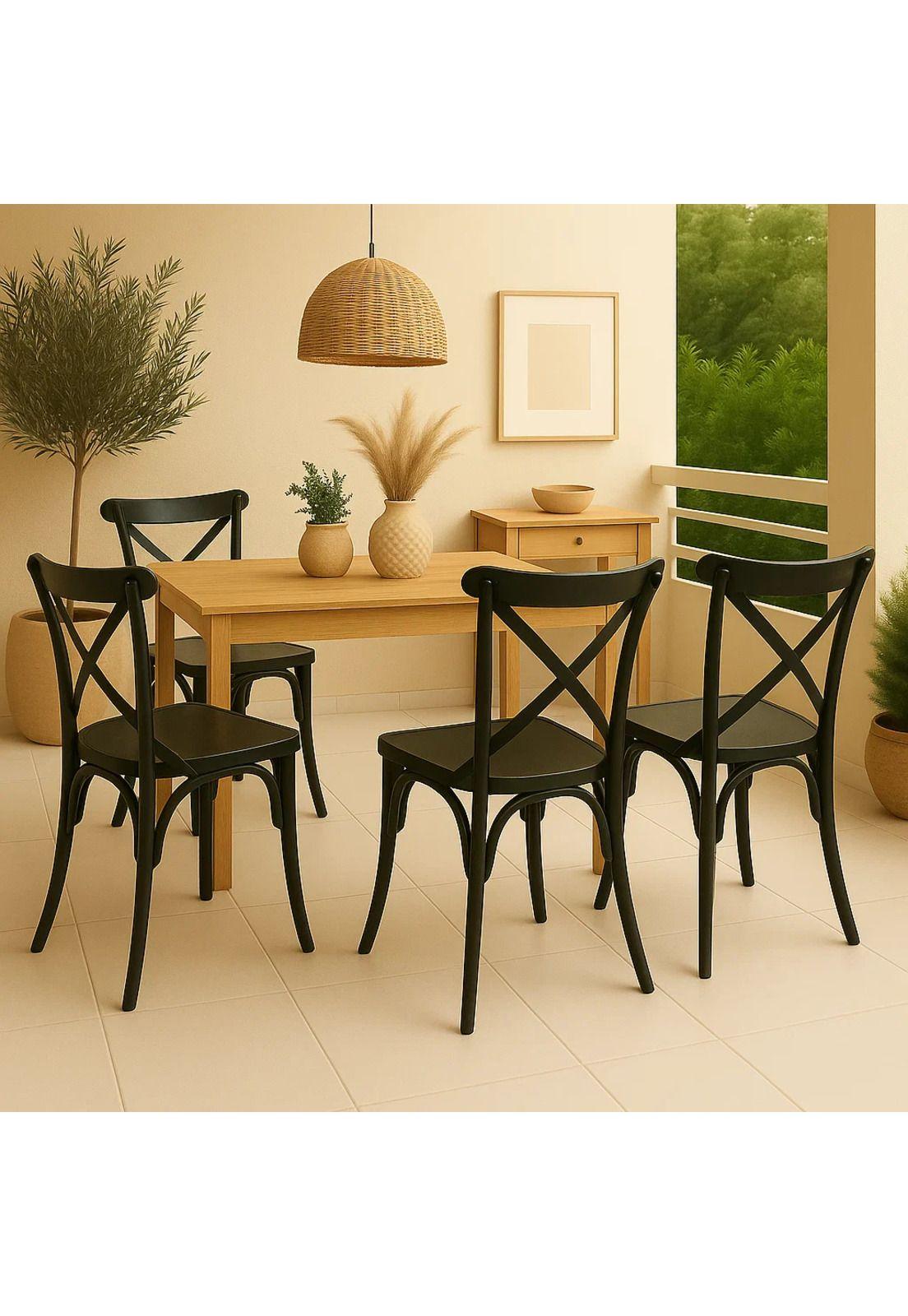 Pack 4 Sillas de Terraza o Comedor Crossback Danubio - Negra-2