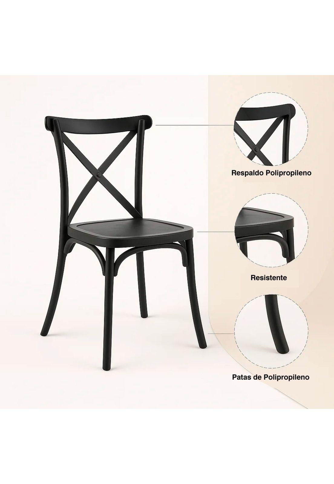 Pack 4 Sillas de Terraza o Comedor Crossback Danubio - Negra-4