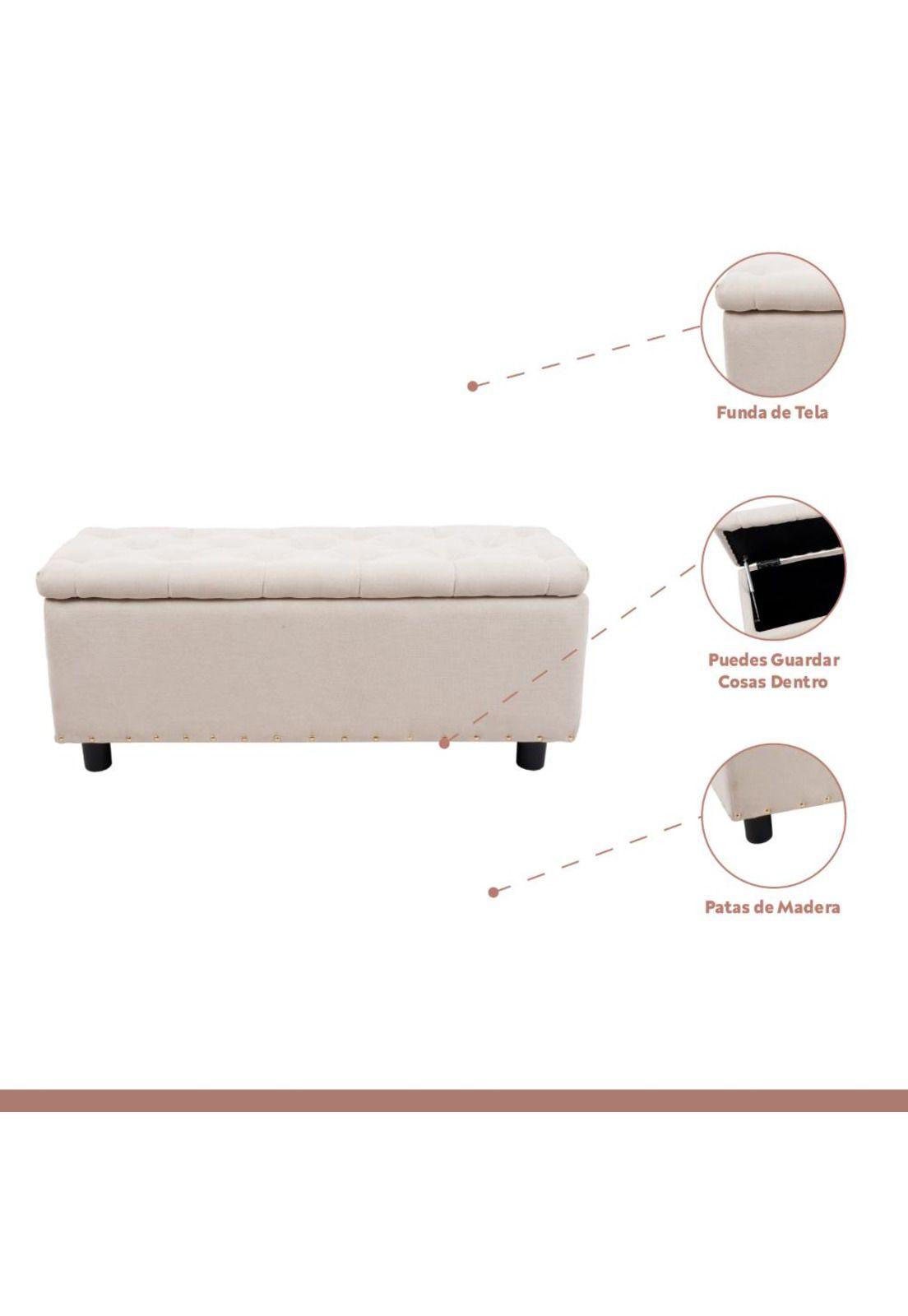 Banqueta acolchada con almacenaje - Beige-2