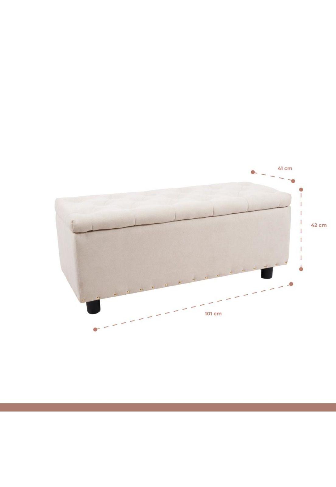 Banqueta acolchada con almacenaje - Beige-3
