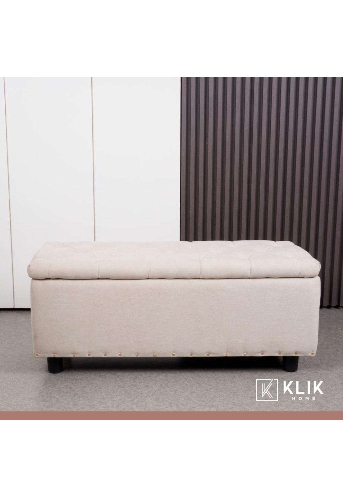 Banqueta acolchada con almacenaje - Beige-7