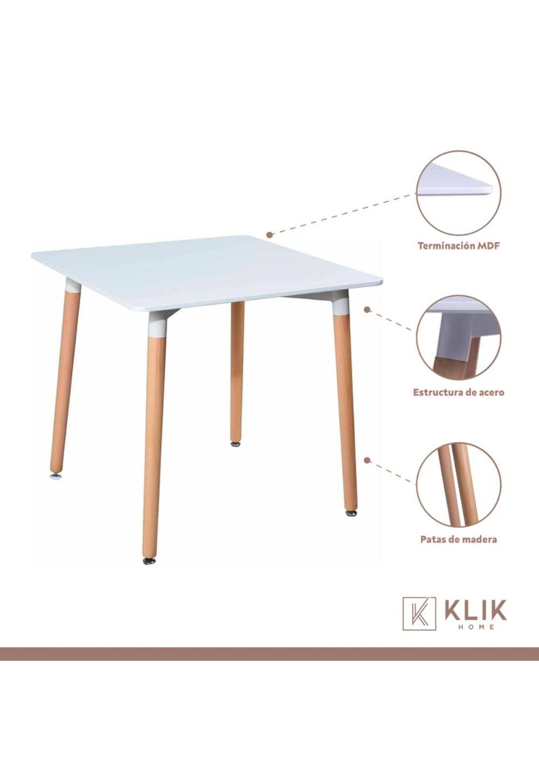 Comedor Mesa Eames Cuadrada Blanca + 4 Sillas Eames Negras-2
