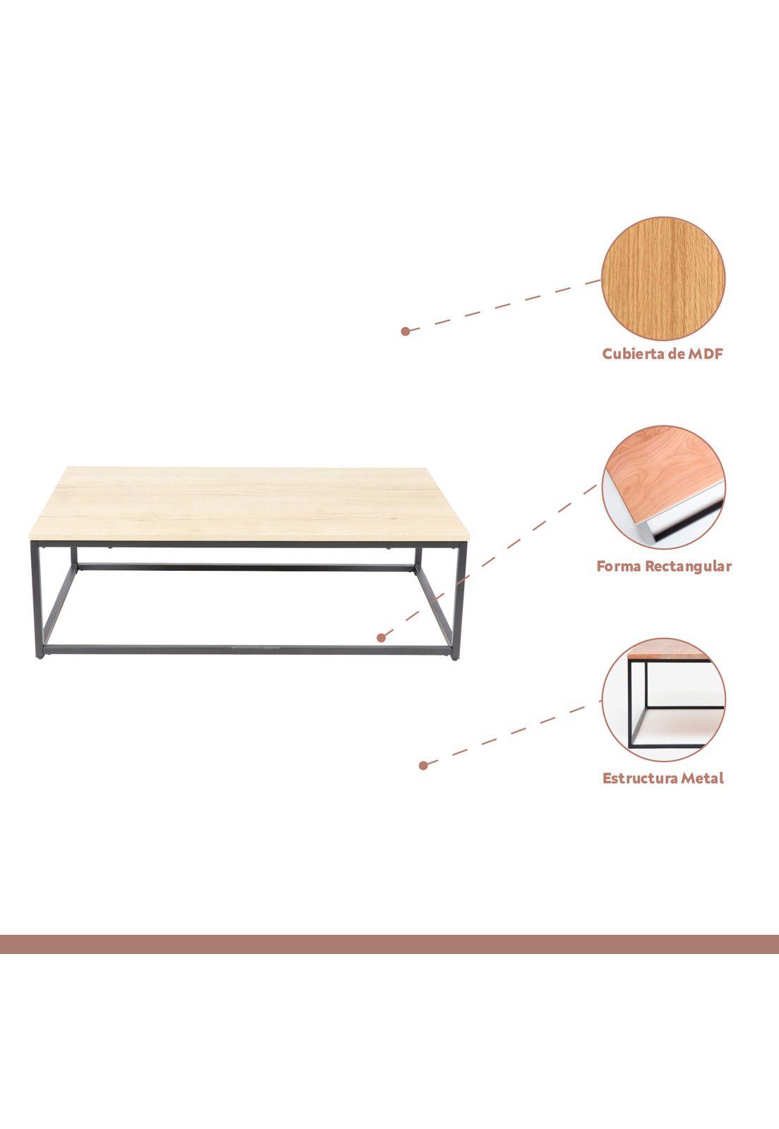 Mesa de centro rectangular 110x60 - Madera Clara-2
