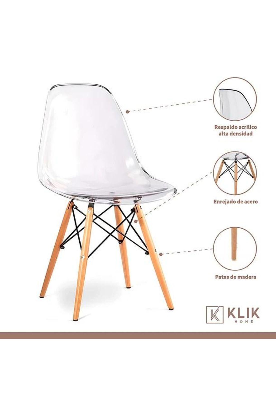 Comedor Mesa Eames Redonda Blanca 80cm + 4 Sillas Eames transparentes-3