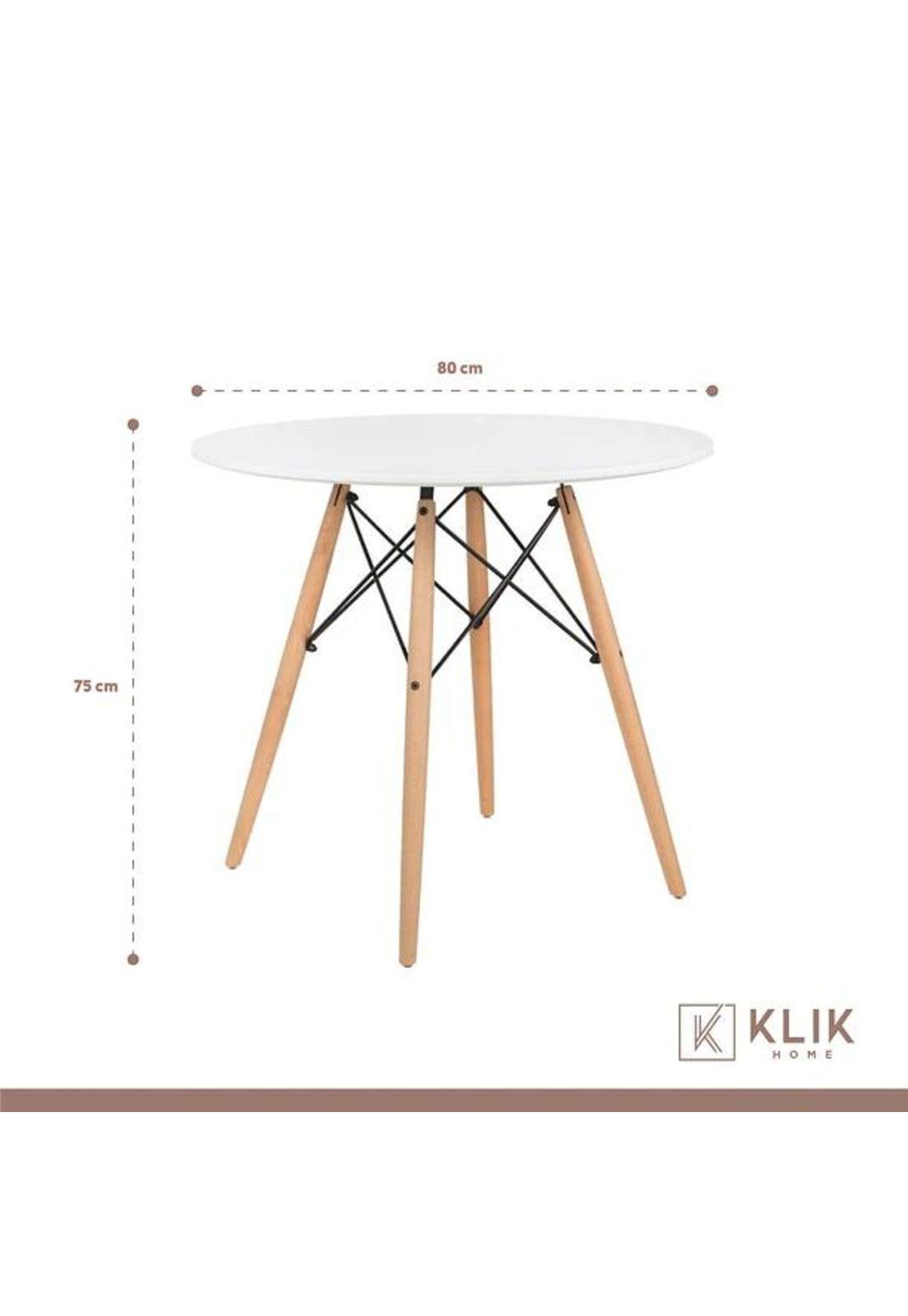 Comedor Mesa Eames Redonda Blanca 80cm + 4 Sillas Eames transparentes-4