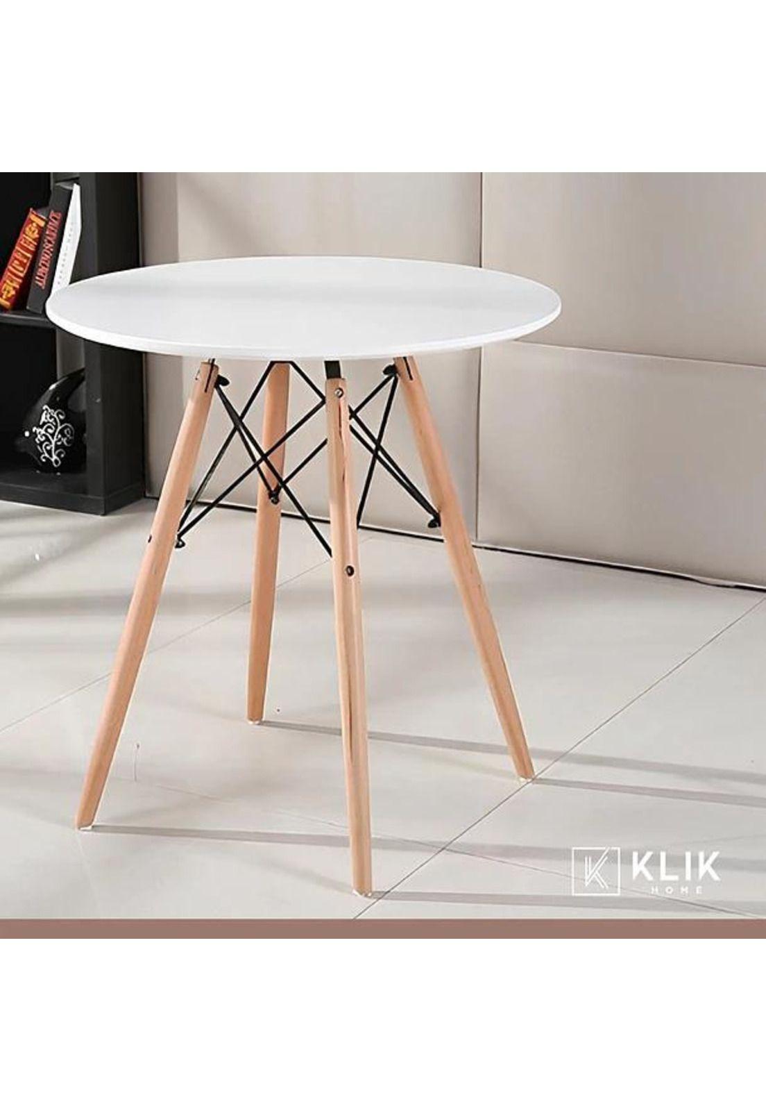 Comedor Mesa Eames Redonda Blanca 80cm + 4 Sillas Eames transparentes-7