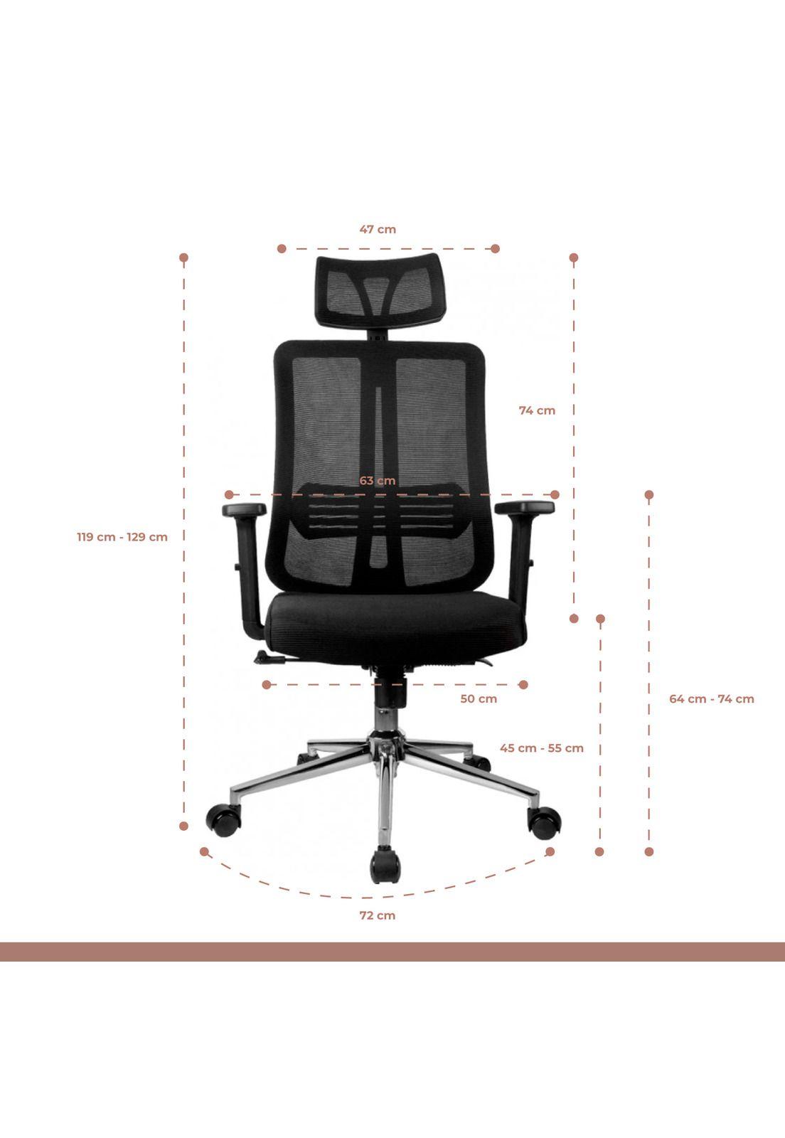 Silla de oficina mesh negra ejecutiva con apoyabrazos y cabeza-3